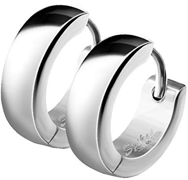 Mianova Klassische Creolen mit Klapp-Verschluss in Silber, Gold, Roségold, Schwarz oder Mehrfarbig