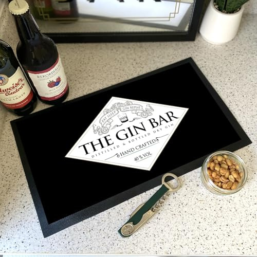 Gin Bar Runner Mat Black eat Sleep – Home Bars Man Cave Pub Mat Cocktail Runner Bar Accessoires