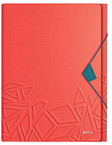 Leitz A4 Expanding File with 5 Compartments, Elastic Band Fastener, 250 sheet Capacity, Red, Urban Chic Range, 39970020