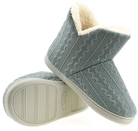 AONEGOLD® tofflor dam herr vinter varm höggstövlar stickad halkfri plysch tofflor tofflor tofflor utomhus indoor, - Grön - 44/45 EU