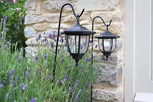 Unibos | Solar Lanterns Light | Outdoor Hanging Garden Lights | LED Shepherds Hooks Lanterns | Patio Yard Art Garden Accessories | Decorations for Porch, Lawn, Courtyard | Weatherproof - Pack of 2