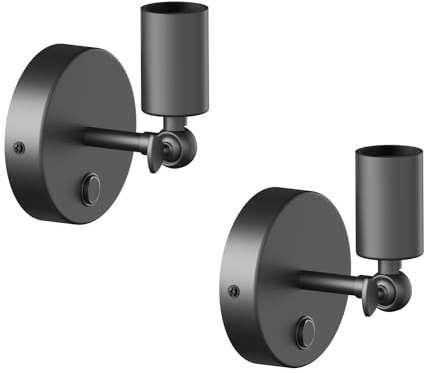 ledscom.de 2x Wandleuchte FETRO, Schalter, schwarz matt, rund, 1x E27 max. 60W