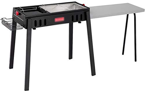 ZYCSKTL Gril À Charbon Détachable Portatif Extérieur, Barbecue De Jardin À La Maison, Le Corps du Four Peut Être Utilisé Seul, Table De Rangement Agrandie 70cm + Panier Suspendu