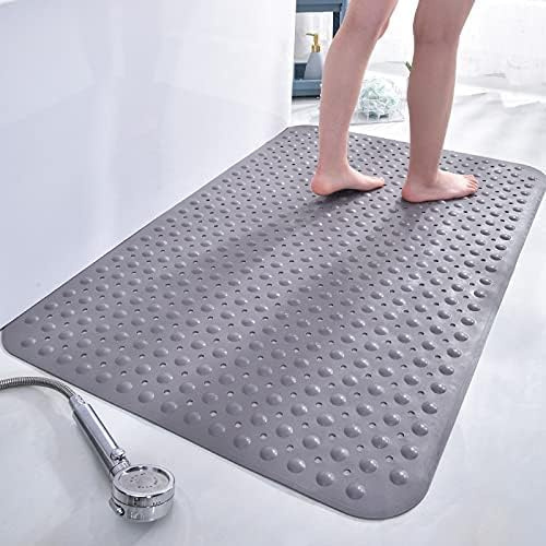 Stafeny Duschmatte PVC rutschfest, schimmelresistent & antibakteriell mit Saugnäpfen und Ablauföffnungen, Badematte für Senioren, Schwangere und Kinder im Badezimmer (Grau, 80x120cm)