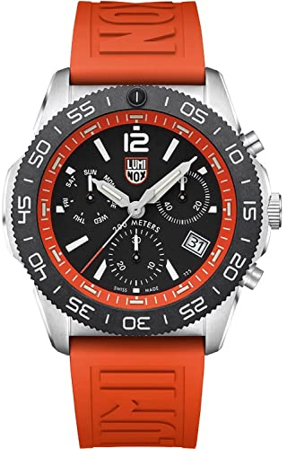 Luminox Pacific Diver Taucheruhr aus Edelstahl und Kautschuk Silber-Schwarz-Orange 44mm, Wasserdichtigkeit, 20Bar, XS.3149