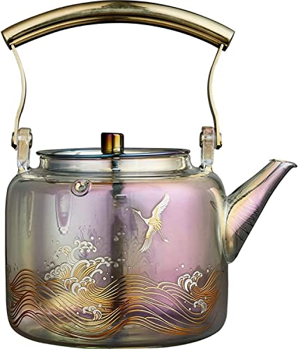 Percolator Coffee Pot Transparent Kitchen Glass Kettle Portable Teapot Boiling Stove Water Kettle Glass Kettle with Whistle Tea Pot Coffee Pot