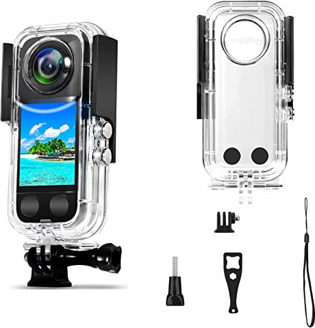 LTSKY Funda impermeable para Insta360 ONE X3 PC, carcasa subacuática de 30 m con base invisible, lente de vidrio templado, compatible con una cámara X3 de 360 grados