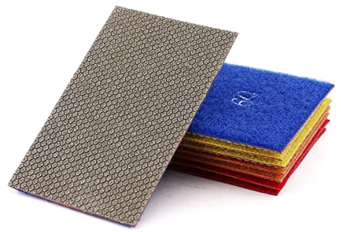 HOMESOM 4 Stück Diamant-Schleifpapier, Polierpapier mit Klettverschluss, galvanisiert, Handpolierblatt für Beton, Granitglas (Körnung 60/120/200/400)