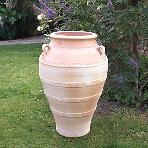 Palatina Werkstatt Terracotta Amphore Olea - 100% Handgefertigtes Unikat - Die ideale winterfeste Amphore für Garten & Innenbereich (100 cm)