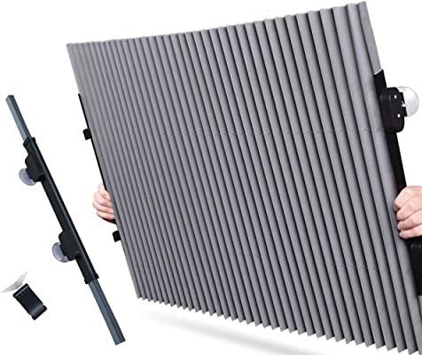 Auto Accessori Lupex - Pare-soleil rétractable automatique pour pare-brise avant pour voiture et SUV, visière universelle, rideau d'attache à ventouse, isolation thermique, protection UV, 155 x 65 cm