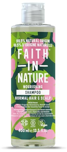 Faith In Nature Shampoo Naturale alla Rosa Selvatica, Nutriente per Capelli e Cuoio Capelluto Normali, Vegano e Cruelty Free, Senza SLS, Siliconi o Parabeni, 400 ml