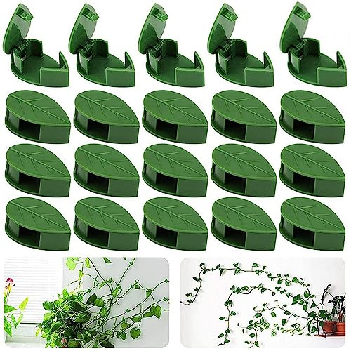 CRLLDPM 50 Stück Blattform Pflanzen Clips, Kletterpflanzen Befestigung Wand, Unsichtbare Pflanzen Clips, Kletterpflanzen Halter, Grün