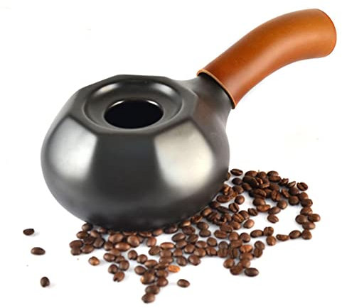 QCHIAN Classical Ceramic Coffee Roaster Machine for Home Use, Handhold Coffee Bean Roaster with Extended Handle, Coffee Baking Tool Cafe Shop/Home