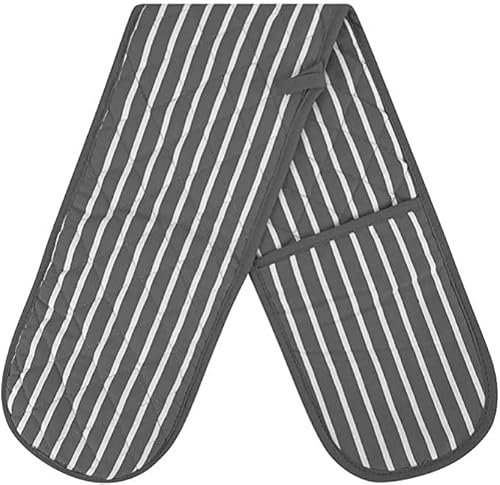 Alanna Jones 100% Cotton Heat Resistant Double Oven Glove Mitts - Grey, 2 Pack - Perfect for Home, Kitchen, Restaurant - Hot Oven Pots, Pans & Trays