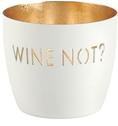 Gift Company Windlicht Madras Wine not? Eisen Höhe 8,5 cm weiß Gold