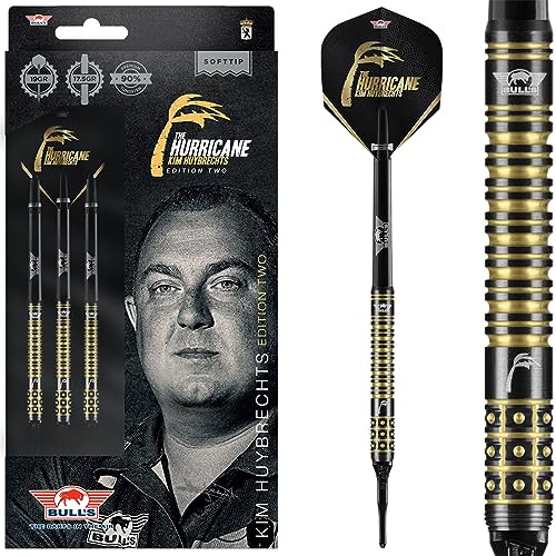 Bull's Kim Huybrechts Schwarz E2 Steel Darts | 90% Tungsten 19g Softtip Darts | Professionelle Dartpfeile für jeden Spieler