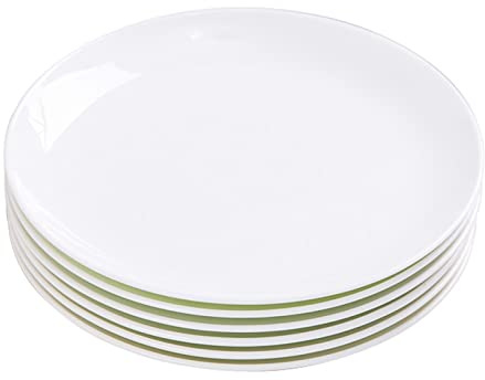 Weißer Teller Aus Bone China,6 Stück Speiseteller Aus Porzellan Rund Essteller Geschirr Teller Servierteller,Flacher Teller,Für Steak, Pizza, Restaurant,Weiß,18 cm Porzellanteller Speiseteller(26.5cm)