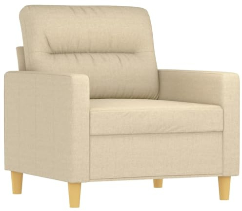 vidaXL Sofasessel, Sessel Sofa mit Armlehnen Rückenkissen, Loungesessel Fernsehsessel für Wohnzimmer, Relaxsessel Clubsessel Polstersessel, Creme Stoff