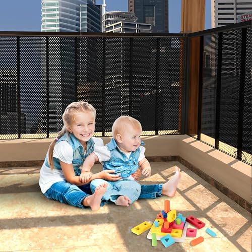 6 Mètres Filet de sécurité pour Bébé, Filet de Protection Anti-chute pour Escaliers, Balustrades de Balcon et Clôtures, Robuste et Réglable pour Enfants, Animaux Domestiques, Jouets, 6*0,9 Mètres Noir