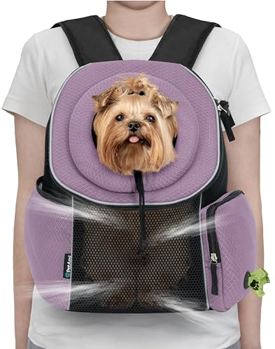 PetAmi Dog Carrier Backpack, Hands Free Front Pet Carrier, 10 lbs, Purple