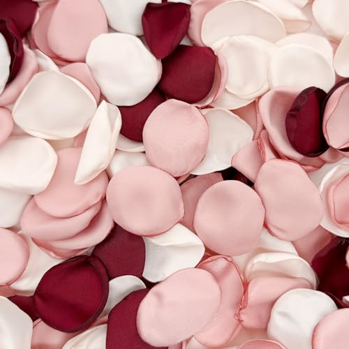 Vsosfiza 200 Stück Seiden Rosenblätter für Hochzeit,Wiederverwendbare blütenblätter,künstliche Streu Blütenblätter für Hochzeitsgang,Valentinstag,Brautduschen(Burgunder/Rosa)