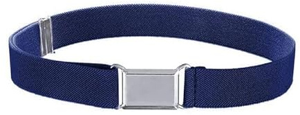 NestNook Kindergürtel, verstellbare Gürtel für Jungen und Mädchen, elastische Stretchgürtel mit silberner quadratischer Schnalle (Dunkelblau)
