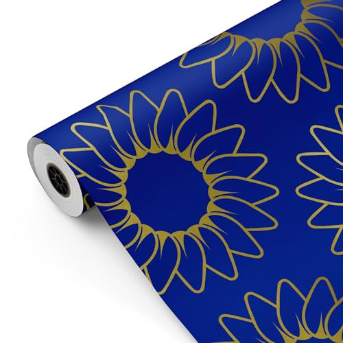 FP Fiesta Paper Giftpapier, 62 cm x 100 m, Gold- und Blau-Tartan, ideal für Geburtstag, Babyparty, Hochzeit, 64 cm x 16, 1 Stück