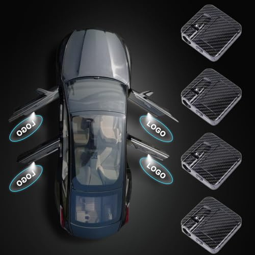 Luci di benvenuto personalizzate senza fili per portiera auto in fibra di carbonio con proiettore logo personalizzabile illuminazione con lampada wireless universale automatica HD (4)