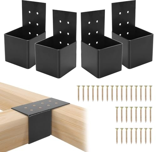 VavoStocks 4 PCS Heavy Duty Pergola Brackets Kit, Steel, Black, Beam to Post Mount, Suitable for 4''x4'' Wood Posts, Pergola, Patio, Log Cabin, Fence