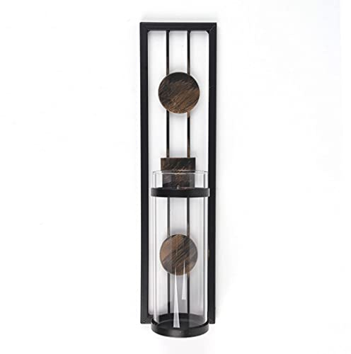 ENGENDER Portavelas Solicador de Hierro Forjado Negro Tubo de Vidrio Candelador de Pared Colgante Adecuado for Sala de Estar Dormitorio Comedor Candelero