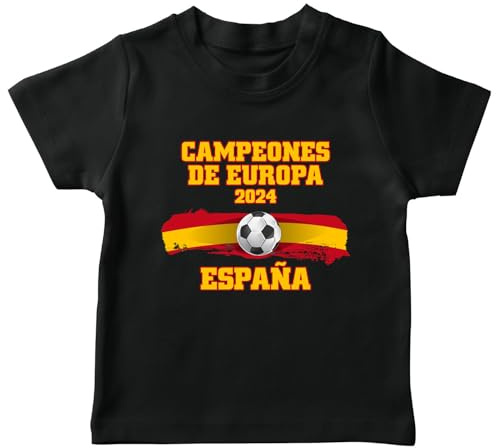lepni.me Camiseta de Fútbol de España para Niños | Bandera Española Insignia | Copa del Mundo 2022 Campeones de la Eurocopa 2024 Los Mejores Fans (5-6 años Negro Multicolor)