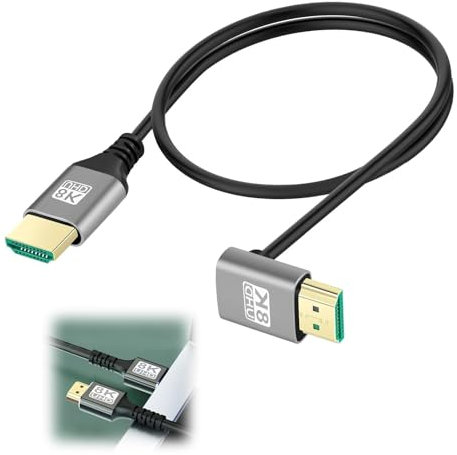 Cavo HDMI 2.1 da 2M ad Alta Velocità 480 Gbps, Connettore 90 Gradi 8K@60Hz 4K@120, Compatibile con PS5, PS3, PS4, PC, Proiettore, HDTV, Xbox