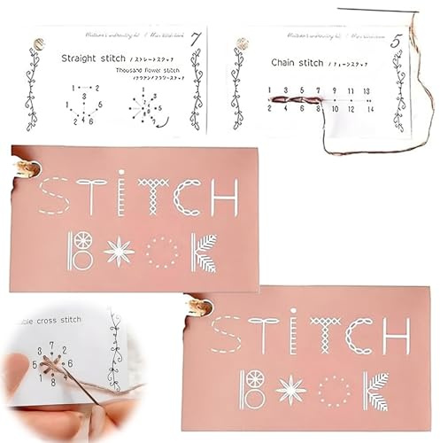 Creative Mini Sewing Book, 2 x DIY Creative Mini Sewing Card Set Mini Libro de Costura Mejora Tus Habilidades de Costura, Libro de Puntadas de Bordado DIY para Amantes de La Costura