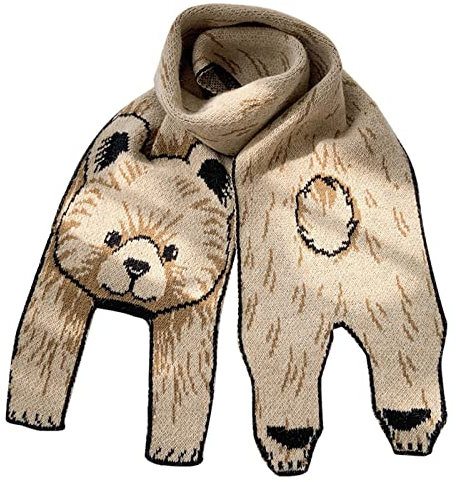 Modischer Kinder-Schal, Tierdruck, niedlich, warm, Schal, Haarwickel, beige, One size