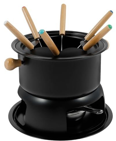 Service à fondue au fromage et au chocolat en acier inoxydable - Chauffage uniforme des aliments avec 6 fourchettes - Protection contre les éclaboussures - Convient à tous les feux