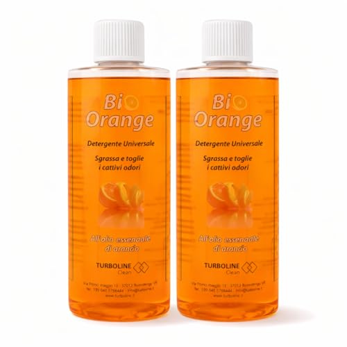 Sgrassatore Detergente Universale Concentrato. Rimuove Sporco Ostinato ed Elimina Cattivi Odori. Per Cucina, Frigorifero e le Superfici di Casa. Formula al Profumo di Arancia. 2 x 500 ml