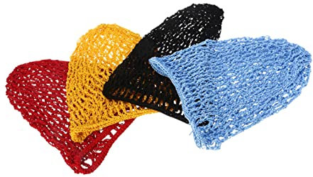 COLLBATH Handgehäkeltes Haarnetz Damen Haarschutz Netz Haarnetz Kleines Dichtes Häkel Duttnetz Für Schlafen Duschen Aus Viskose – 4 Stück Bunt