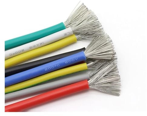Canalina for cavi elettrici solida da 5 metri UL3135 filo di rame in silicone morbido e flessibile resistente alle alte temperature filo elettronico connettore da 30 AWG a 12 AWG (colore: rosso, dimen