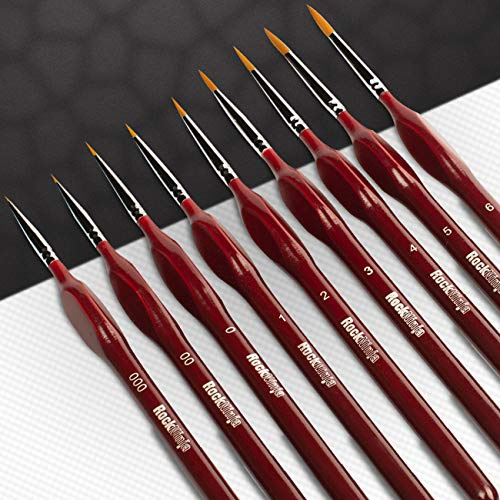 Pinsel Set Malen, Feine Detail Pinsel für Acryl Aquarell Modellbau, 9 Stück Malpinsel für Künstler | ideal für Acrylfarben, Wasserfarben Miniaturen,Öl, Modelle, Strichzeichnung und Nageldesign (Rot)