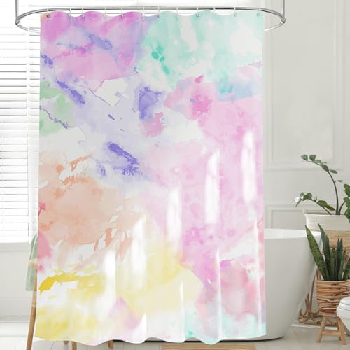 Feagar Duschvorhang 200x200 – Rosa Aquarellmuster, Wasserdicht, Anti Schimmel, Schnell Trocknend – Waschbar, aus Polyester für Duschvorhang Badewanne und Dusche, mit 12 Ringen