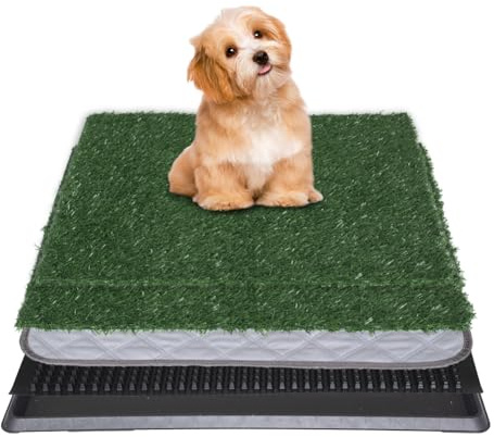NINXANG Reusable Training Pad Potty with 2-Pack Replaceable Artificial Grass Quick Absorbent Indoor Portable Dog Patio Potty Washable Pee Pad for Small Medium to Large Dog
