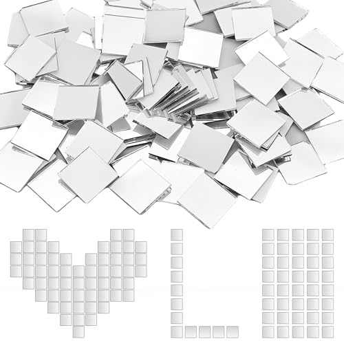 100 Stück Mini Spiegel aus Acryl, Spiegel Mosaik Selbstklebend, Spiegel Klein zum Kleben, Quadratisch Kleiner Spiegels, für Bastelarbeiten und Heimwerkerprojekte, Heimdekoration, 2 x 2 cm