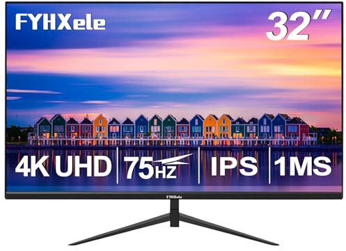 UHD 4K Monitor per computer da 32 pollici, 75 Hz 1MS, monitor IPS per design, giochi casual, lavoro, monitor con lunetta ultra sottile compatibile con sincronizzazione adattiva, 100% sRGB, HDR10, 2X