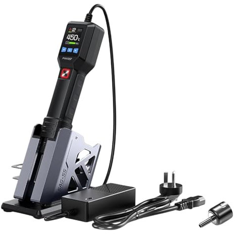 DEWIN Pistola ad Aria Calda 550W con display a LCD, Pistola Termica Pistola Aria Calda Temperatura Regolabile 100°C-450°C, 20 Impostazioni di Velocità