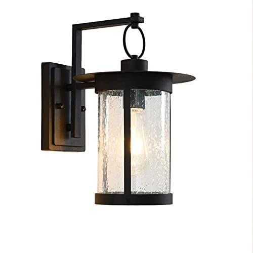 GWJKG Lampe Murale Lampada da in Vetro Trasparente, Industriale, Illuminazione Artistica Nera, Cortile/Veranda, sull'illuminazione Esterna montata a Parete, apparecchi per l'installazione