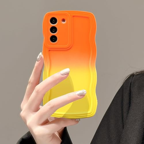UEEBAI Gradient fodral kompatibelt med Samsung Galaxy A17 5G fodral, vågor ramform mobiltelefonfodral ultratunn silikon mjuk TPU stötsäkert skyddande fodral anti-repor, stötfångare fodral, orange