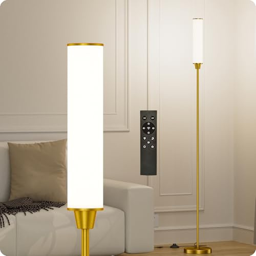 pekipe stehlampe mit fernbedienung dimmbar,Led Stehlampe,eck stehlampe wohnzimmer,Dimmbar Stehleuchte Farbtemperatur 3000k-6000k,Leuchtkraft 10%-100%(Messing Gold) | Stehlampen für Wohnzimmer, Schlafzimmer, Büro, einstellbare Helligkeit und Farbtemperatur, LED-Stehlampe, Fußschalter