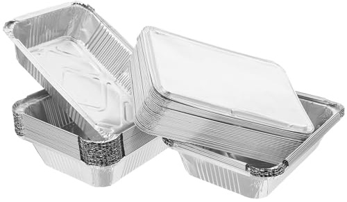 NUOBESTY 25 Pièces plateau en aluminium moules à pâtisserie en aluminium baies à aluminum foil pans Silver