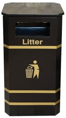 RYUQW3RE Cubo de basura para exterior con tapa Contenedores de basura comerciales, contenedores de basura de acero reforzado de estilo retro