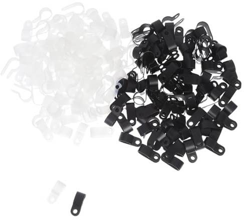 SMASOLO 200 Pezzi Clip per Cavi Tipo R con Viti Morsetti in Nylon per Gestione e Fissaggio Cavi Elettrici e Interni Supporti per Luci a Corda Montaggio Rapido per Casa e Ufficio